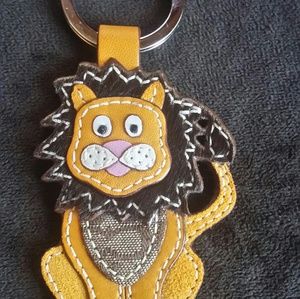 New Coach Multicolor Signature Leather Lion Keyfob